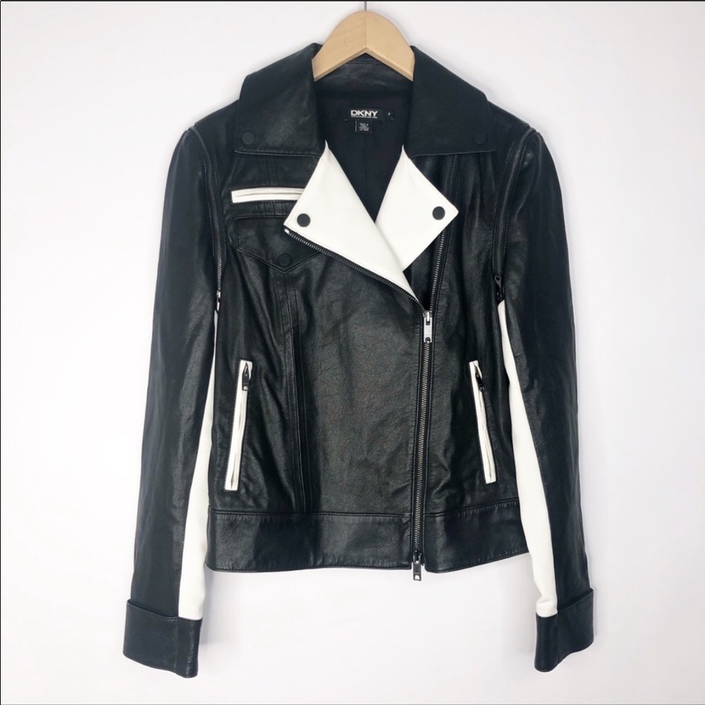 DKNY Donna Karan New York B&W Leather Jacket